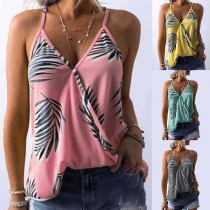 Sexy Backless V-neck Printed Cami Top