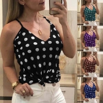 Sexy Backless V-neck Dots Printed Cami Top