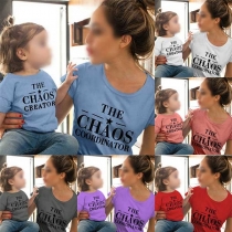 Fashion Letters Printed Short Sleeve Round Neck T-shirt