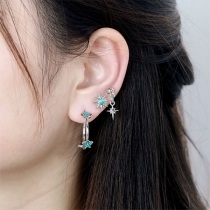 Fashion Rhinestone Inlaid Star-shaped Stud Earring Set 3 pair/set