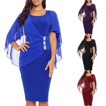 Elegant Solid Color Slim Fit Irregular Dress