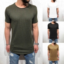 Simple Style Solid Color Short Sleeve Round Neck Men's T-shirt