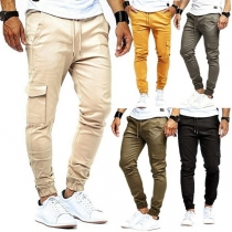 Fashion Solid Color Side-pocket Men's Casual Pants