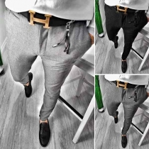 Fashion Solid Color Relaxed-fit Men's Suit Pants