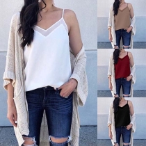Sexy Backless V-neck Solid Color Chiffon Cami Top 