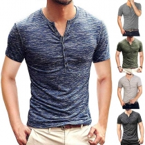Casual Style Short Sleeve V-neck Men's T-shirt 