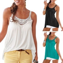 Fashion Lace Spliced Solid Color Tank Top 