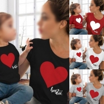Fashion Heart Printed Short Sleeve Round Neck Parent-child T-shirt 
