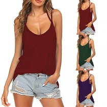 Sexy Backless Solid Color Sling Top 