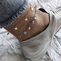 Bohemian Style Colored Crystal Star Pendant Anklet 