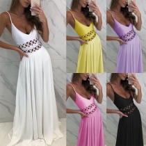 Sexy Backless V-neck Hollow Out High Waist Sling Dress