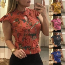 Fashion Short Sleeve Round Neck Printed Top 