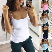 Sexy Backless Low-cut Solid Color Sling Top