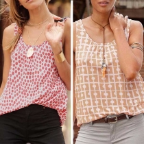 Fashion Sleeveless Round Neck Printed Loose Top 