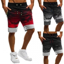 Fashion Contrast Color Camouflage Printed Men's Knee-length Shorts 