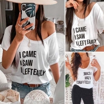 Fashion Letters Printed Short Sleeve Loose T-shirt 