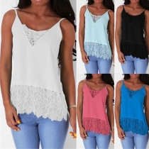 Sexy V-neck Lace Spliced Cami Top 