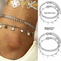Fashion Star Pendant Leaf Shaped Anklet Set 2 pc/Set 