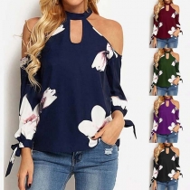 Sexy Off-shoulder Long Sleeve Printed Top 