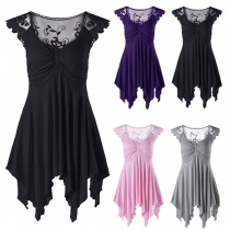 Sexy V-neck Irregular Hem Lace Spliced Dress