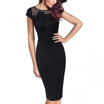Sexy Lace Spliced Sleeveless Round Neck Slim Fit Dress(It falls small)