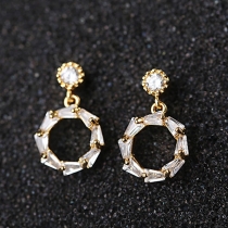 Fashion Rhinestone Inlaid O-shaped Stud Earrings 