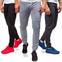 Fashion Solid Color Drawstring Waist Men's Casual Pants 