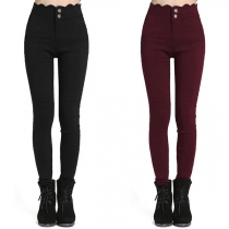 Fashion Solid Color High Waist Slim Fit Pants 