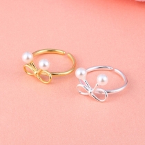 Fashion Pearl Inlaid Bowknot Ring 