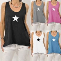 Casual Style Star Printed Loose Tank Top 