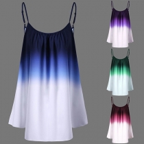 Sexy Backless Color Gradient Sling Top 