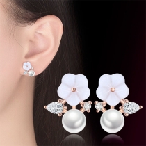 Fashion Pearl Inlaid Flower-shaped Stud Earrings 