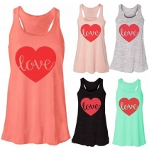 Fashion Heart Letters Printed Tank Top 