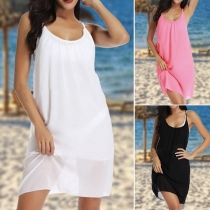 Fashion Solid Color Loose Sling Dress