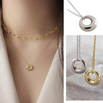 Simple Style Circle Ring Pendant Necklace 