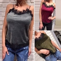 Sexy Backless Lace Spliced Cami Top 