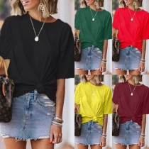 Simple Style Short Sleeve Round Neck Solid Color T-shirt 