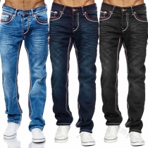 Fashion Middle-waist Men's Straight Jeans 