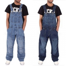 Fashion Ripped Relaxed-fit Men's Denim Overalls