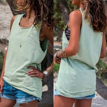 Simple Style Solid Color Round Neck Casual Tank Top 