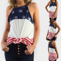 Fashion Contrast Color Printed Sling Top 