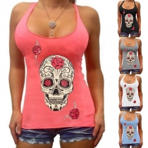 Fashion Skull Head Printed Slim Tank Top