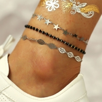 Fashion Star Leaf Anklet Set 3 pcs/Set 