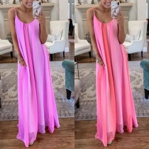 Sexy Backless Solid Color Loose Sling Maxi Dress
