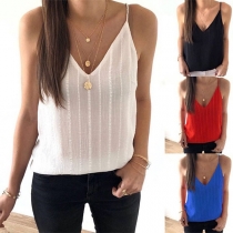 Sexy Backless V-neck Solid Color Cami Top