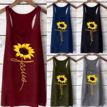 Fashion Sunflower Printed Tank Top 