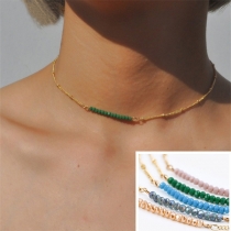 Fashion Beaded Pendant Choker Necklace 