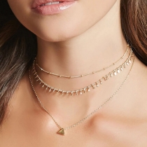 Fashion Triangle Pendant Three-layer Necklace 