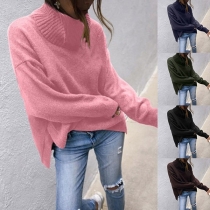 Fashion Solid Color Long Sleeve Loose Sweater