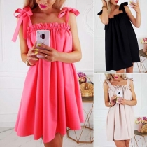 Fashion Solid Color Loose Sling Nightwear Dress